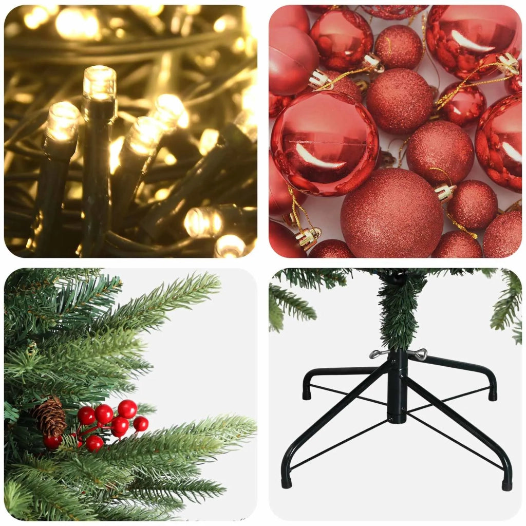 Albero di Natale artificiale con palline 120 cm 150 LED 3465869
