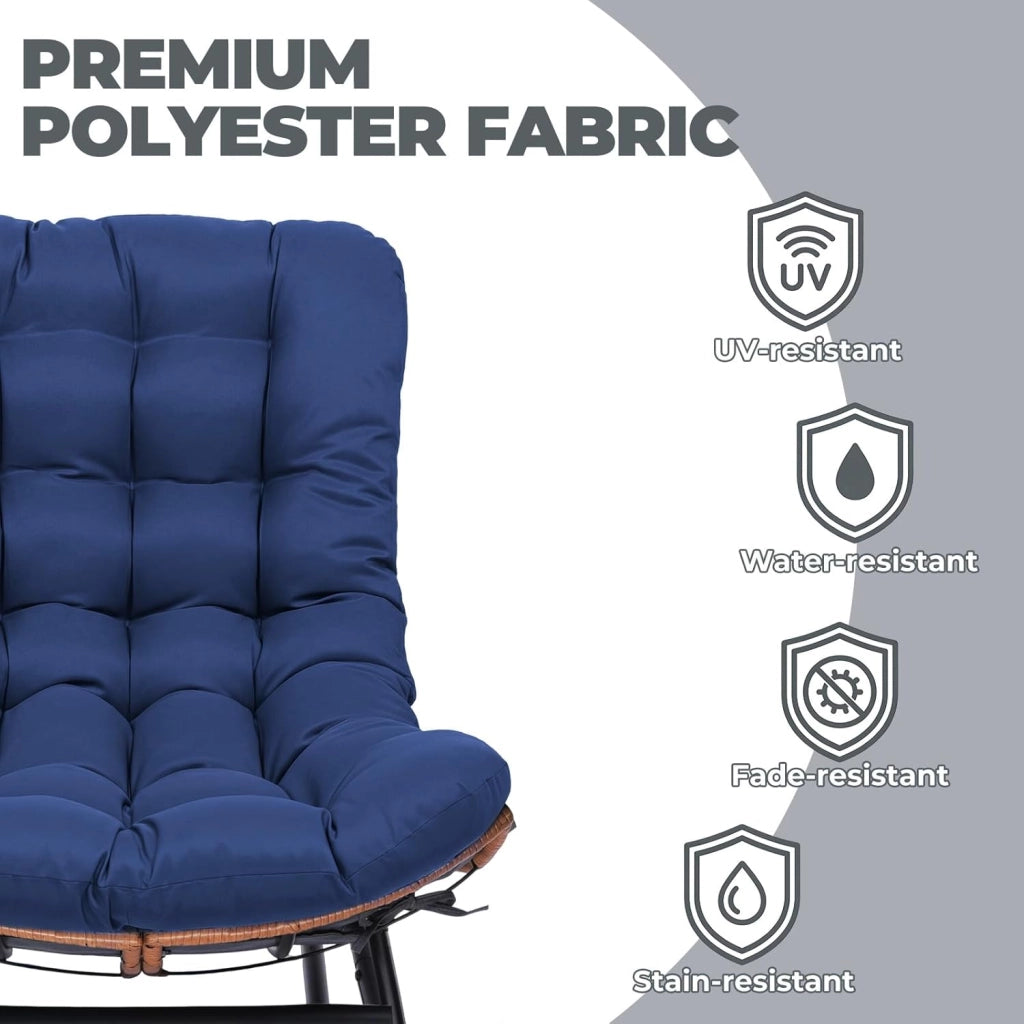 Sedia a dondolo grande con cuscino extra spesso, comoda seduta lounge per interni ed esterni, soggiorno, terrazza, giardino, veranda (blu)