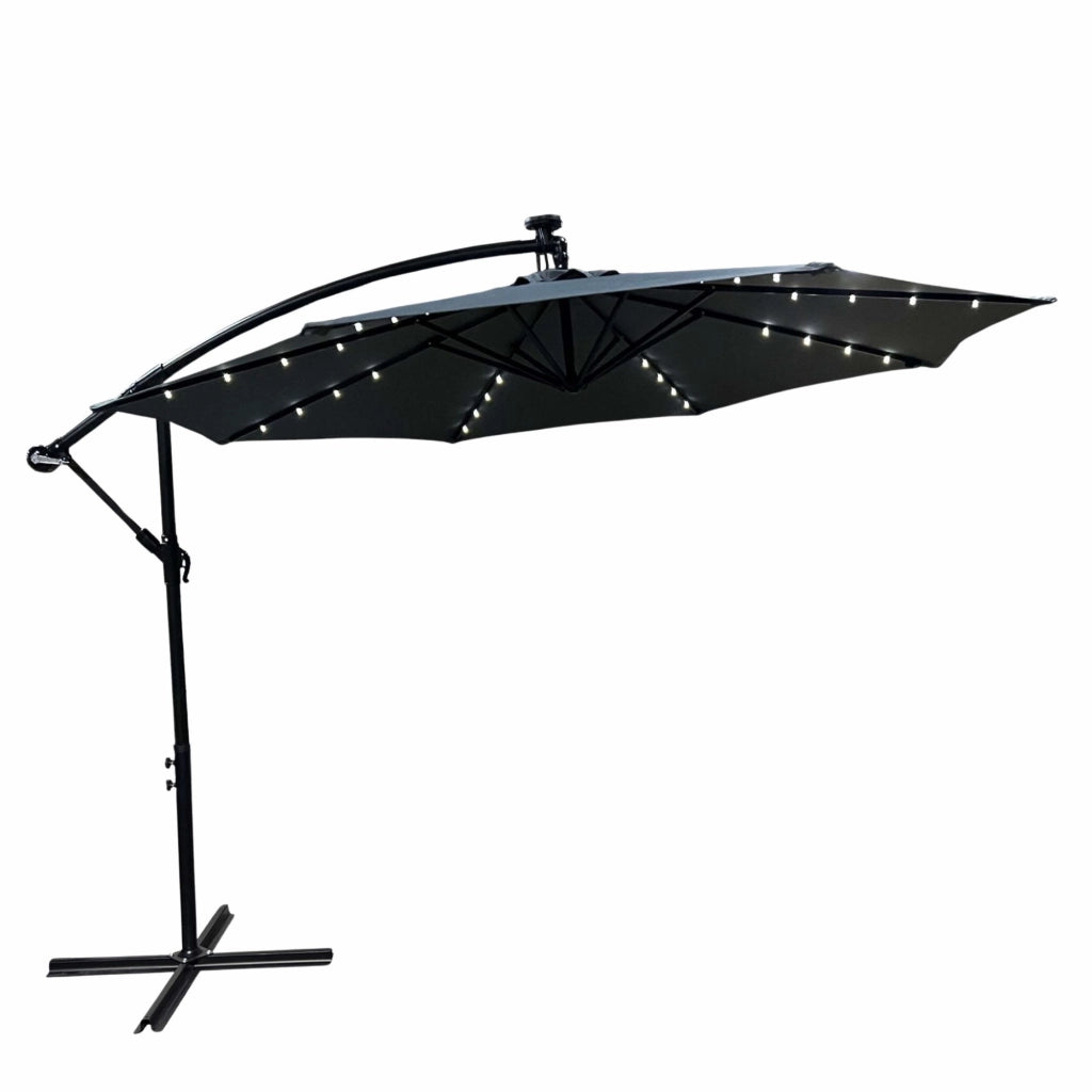 Ombrellone da giardino MILIN grigio scuro con illuminazione a LED peso 12,7 kg dimensioni 300x300x245 cm