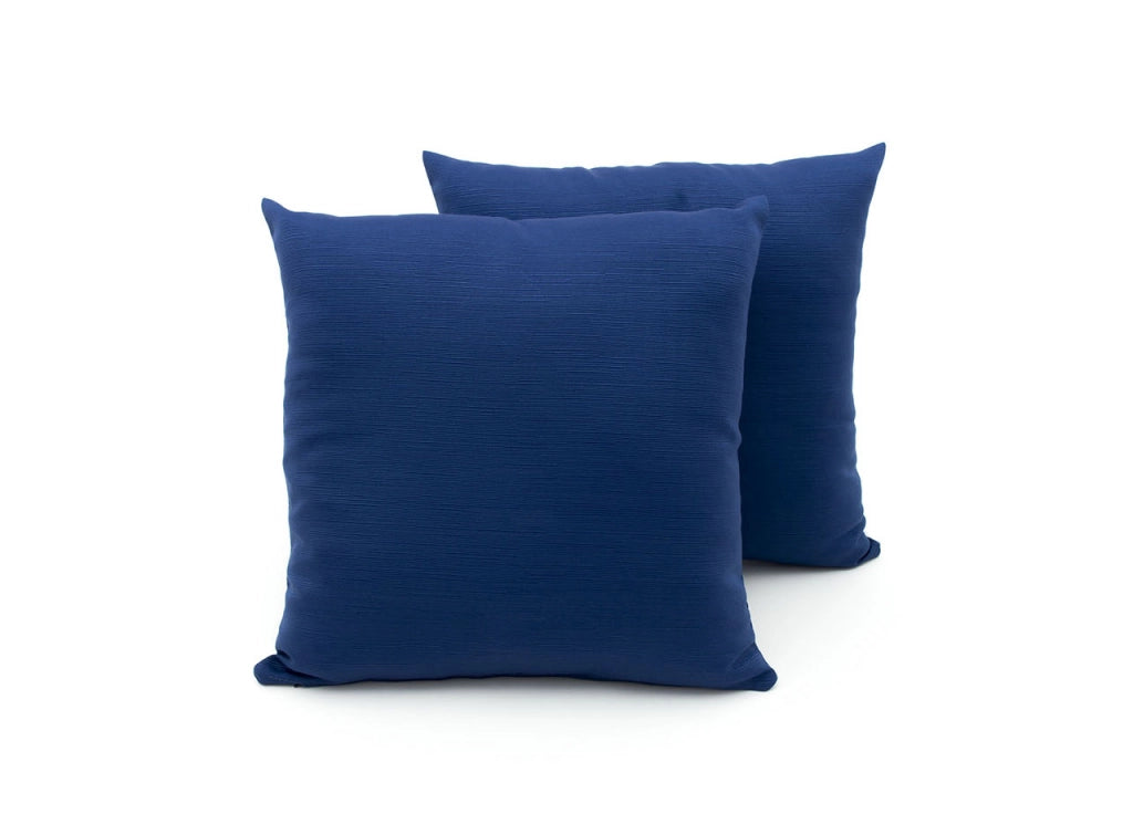 Coppia Cuscini Arredo Imbottiti Tessuto Ottoman In Tinta Unita Colore Blu 61 - 60x60 - Blu 61