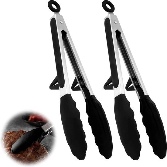 Due tanti per la cucina, tanti per la griglia, resistenti al calore, 22,8 cm per cucinare, grigliare, insalata, gelato, forno, (nero, rosso)