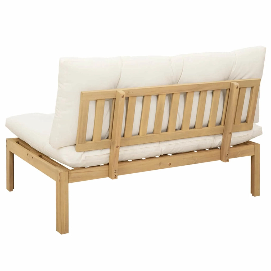 Salotto da Giardino-Divano componibile Centrale Acacia Chiaro e Bianco Crema 494100