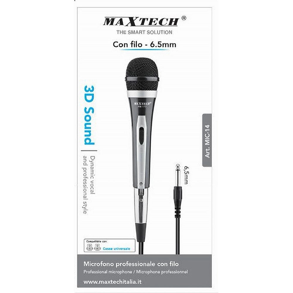 Trade Shop - Microfono Dinamico Cablato Con Cavo Jack 6.5mm Tasto On-off Xlr 2mt Fm-787 Mic-14 -