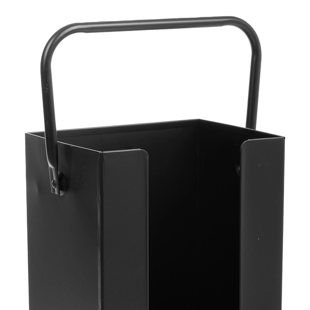 Portalegno da camino in metallo con manico nero 37x18x42h