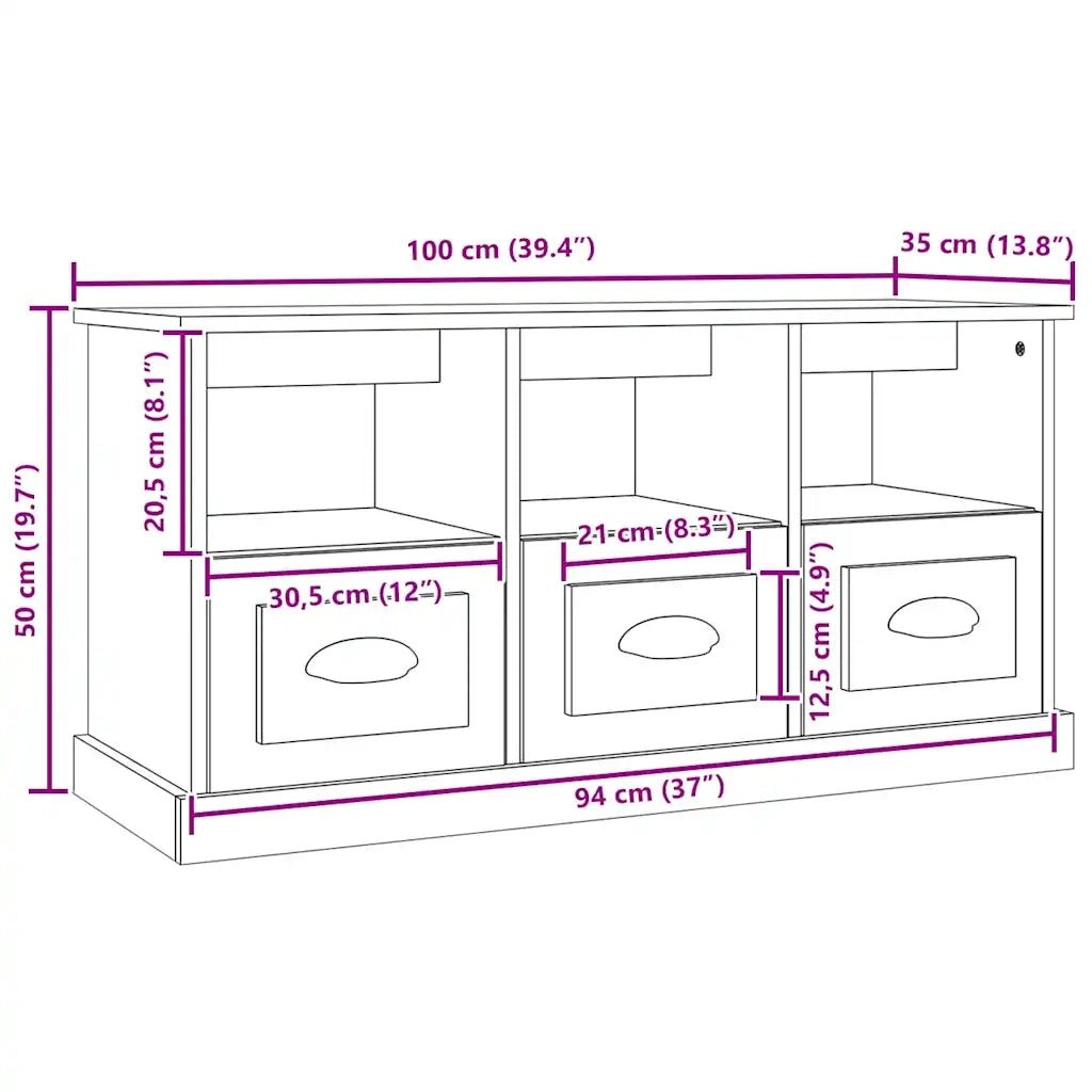 Mobile per TV Grigio Cemento 100x35x50 cm in Legno Multistrato 816292