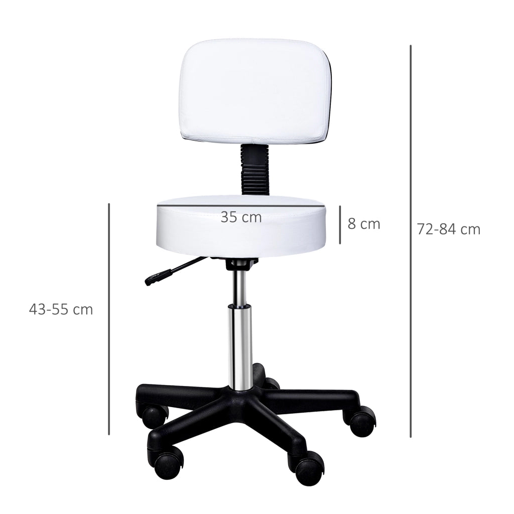 Chaise de bureau girevole con schienale e altezza regolabile, seduta imbottita in pelle sintetica bianco