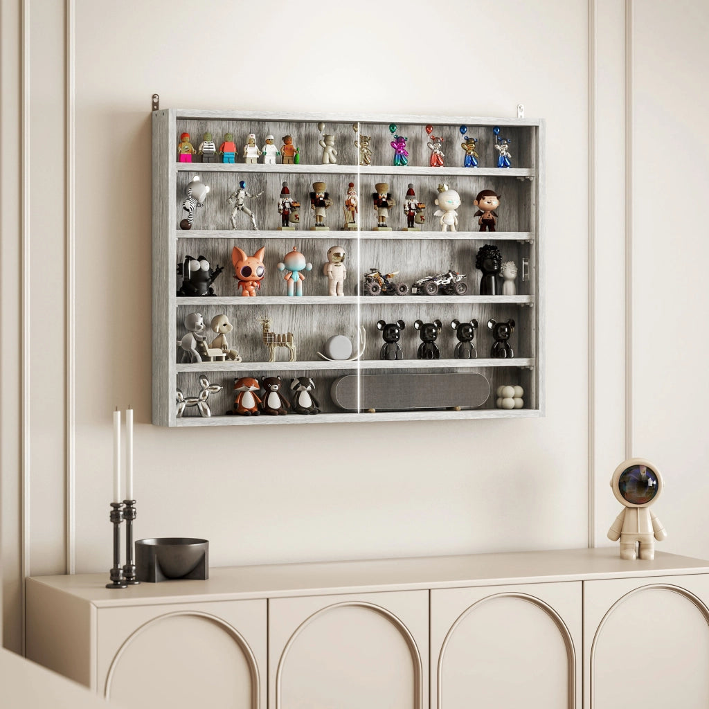 Libreria a muro con ante ¨C zephmum ¨C grigio 80x60x9.5 cm