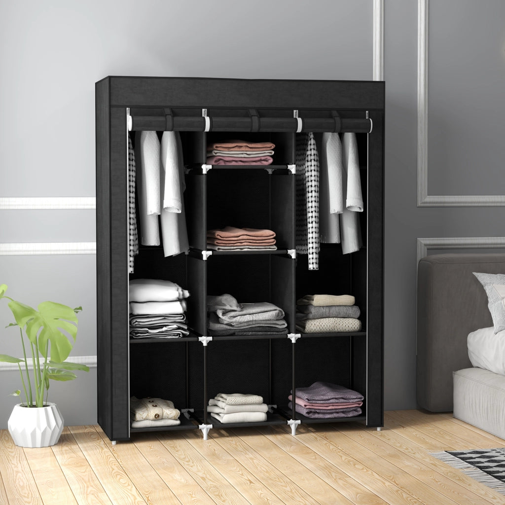 Armadio Guardaroba ¨C zephmum ¨C Nero 8 Ripiani 2 Appendiabiti