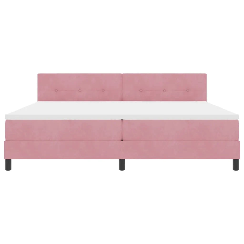 Letto a molle con materasso Rosa 200 x 200 cm Velluto 3339199