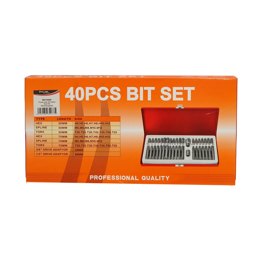 Set chiavi a brugola, punte torx, esagonali e scanalate 40 pezzi Breckner Germany