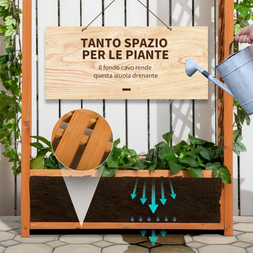Fioriera da Giardino in Legno di Pino Marrone con Arco ¨C Zephmum ¨C 83x36x152 cm