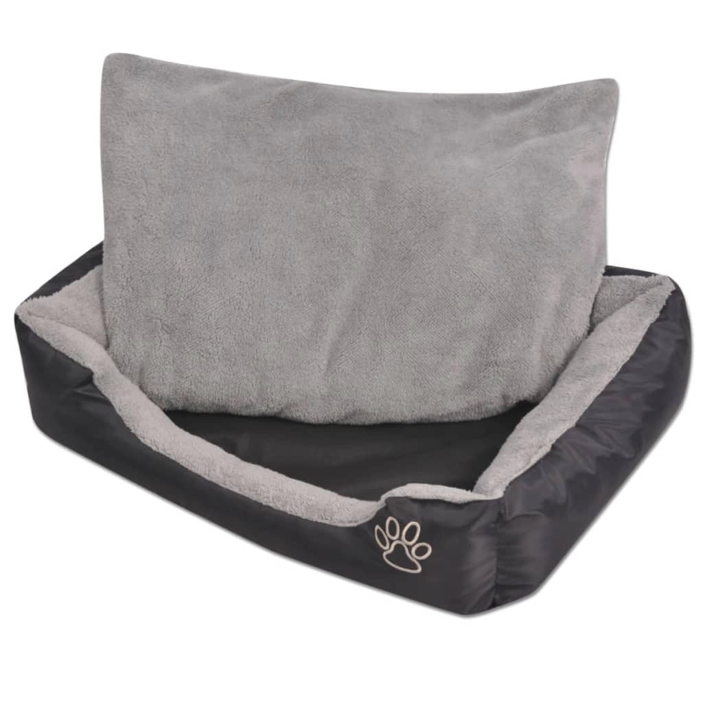 Cuccia per cani con cuscino imbottito 75 cm nero 02_0001565