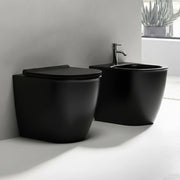Set sanitari filomuro traslato nero opaco con sedile soft close di Ceramica Dolomite Mayka