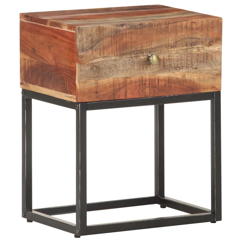 Comodino | Armadio da Notte | Mobiletto da notte 40x30x50 cm in Legno di Acacia Grezzo