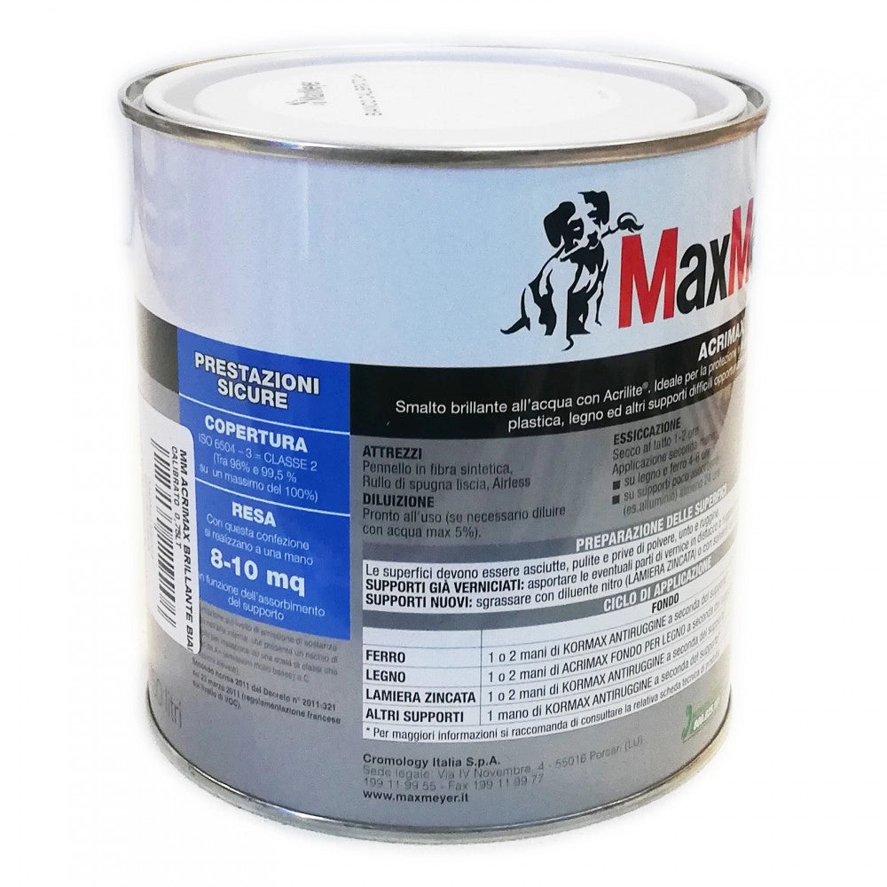 Max meyer acrimax 750ml smalto base acqua tutti i ral 8000, colore  marrone oliva - ral 8008, brillantezza brillante