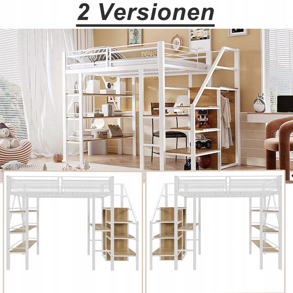 Letto a castello in metallo - Xylo - 140x200 - Bianco - Senza materasso