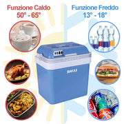 Frigorifero Elettrico 24lt 12v 220v Auto Camper Casa Portatile Funzione Caldo Freddo