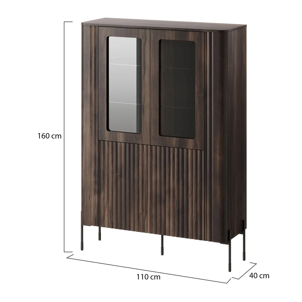 Mobile Espositore Cimino, Vetrina 8 Ripiani, 110x40x160h cm Marrone Noce