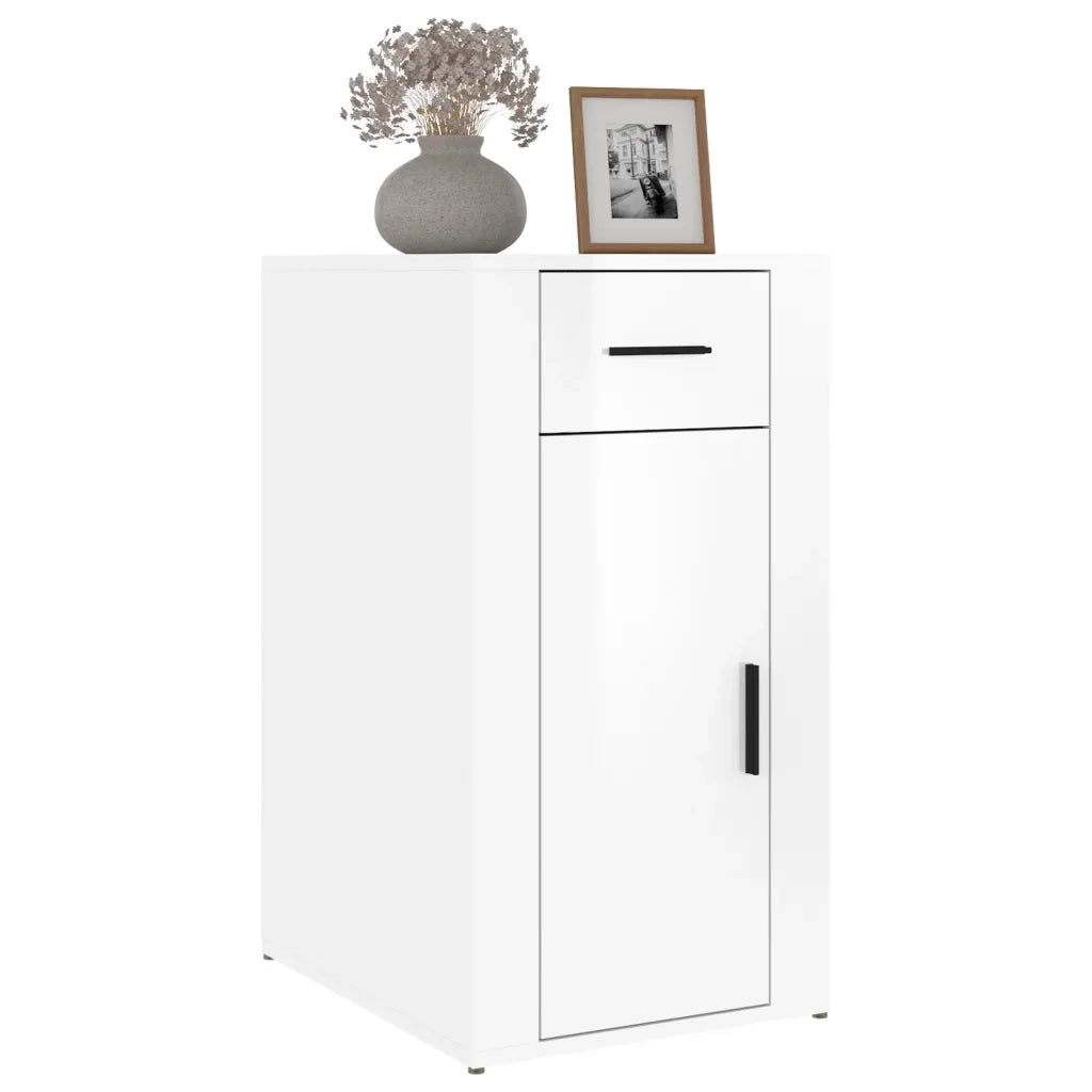 Armadietto Scrivania Bianco Lucido 40x49x75cm Legno Multistrato cod mxl 63651
