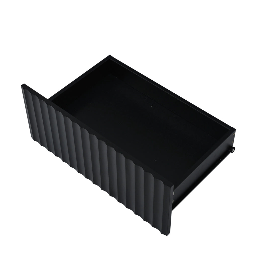 Tavolino da caffè 100 x 50 x 45 cm con 2 cassetti; LED e finitura nera in truciolare
