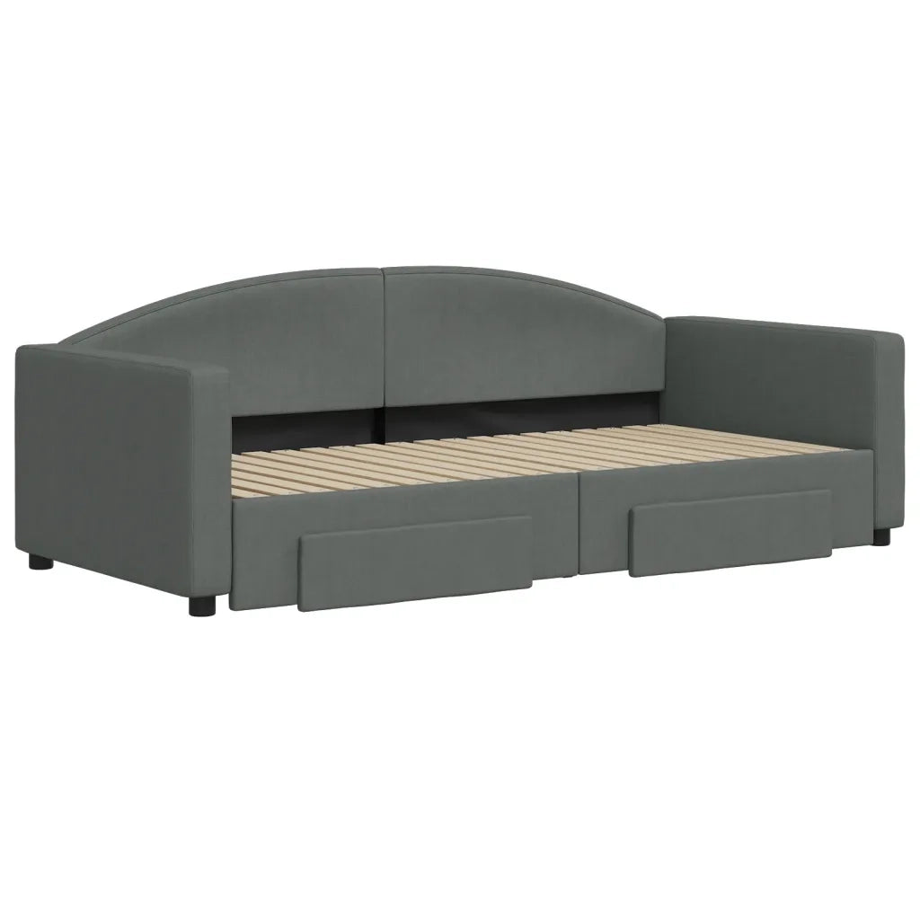 Divano Letto Estraibile Cassetti-Sofa Letto-Daybed Grigio Scuro 90x190cm Tessuto 286325