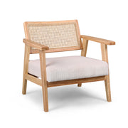 Artena - Poltrona in legno massello di Parawood con innesti in polyrattan e seduta in velluto a coste