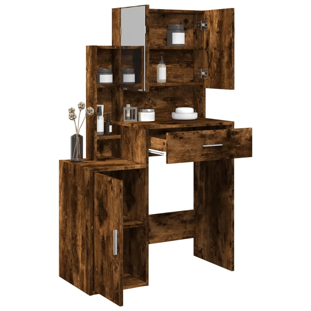vidaXL Toeletta con Armadietto Rovere Fumo 80x35x132 cm