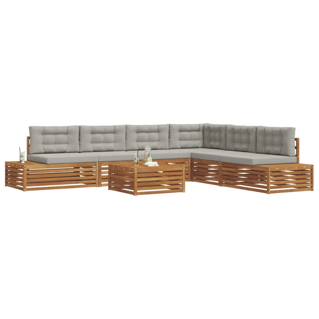 Set di divani da esterno 7 Pezzo Grigio Naturale e Chiaro