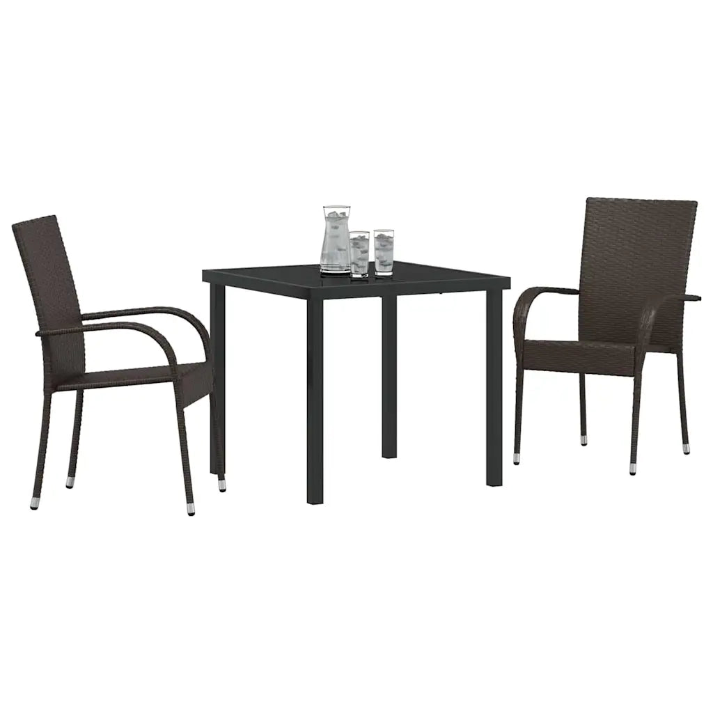 Set da Pranzo per Giardino 3 pcs Marrone 3379394