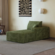 DIVANO angolare reversibile con chaise longue, tessuto corduroy verde
