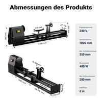 Tornio da banco per legno da 350 watt 1000 mm, diametro di tornitura 350 mm, per tornitura legno