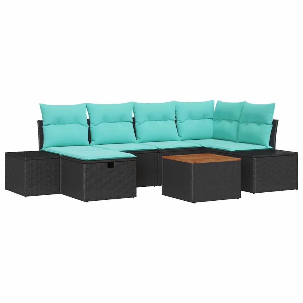Set Divano da Giardino 7 pz Nero Poly Rattan 3360931