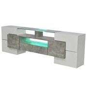 Mobile TV con 6 Ante; 2 Cassetti e LED Multicolore; Frontale Lucido; in MDF; 200¡Á35¡Á60 cm; Grigio