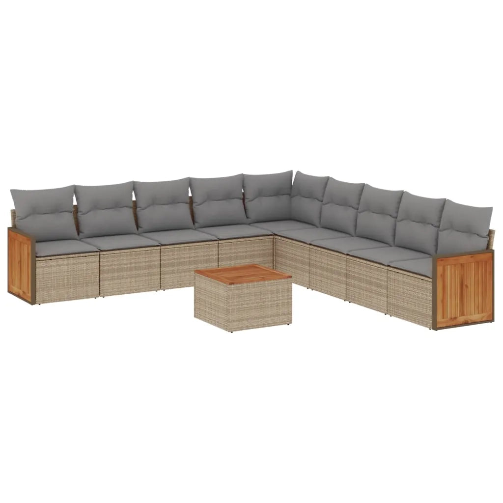 Set Divano da Giardino 10 pz con Cuscini Beige in Polyrattancod mxl 113839