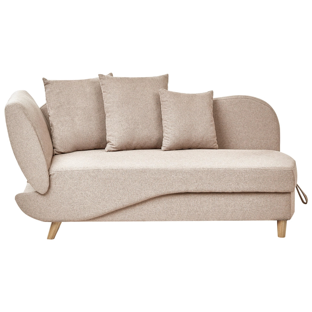 Chaise longue a sinistra in tessuto marrone chiaro con contenitore per il soggiorno moderno
