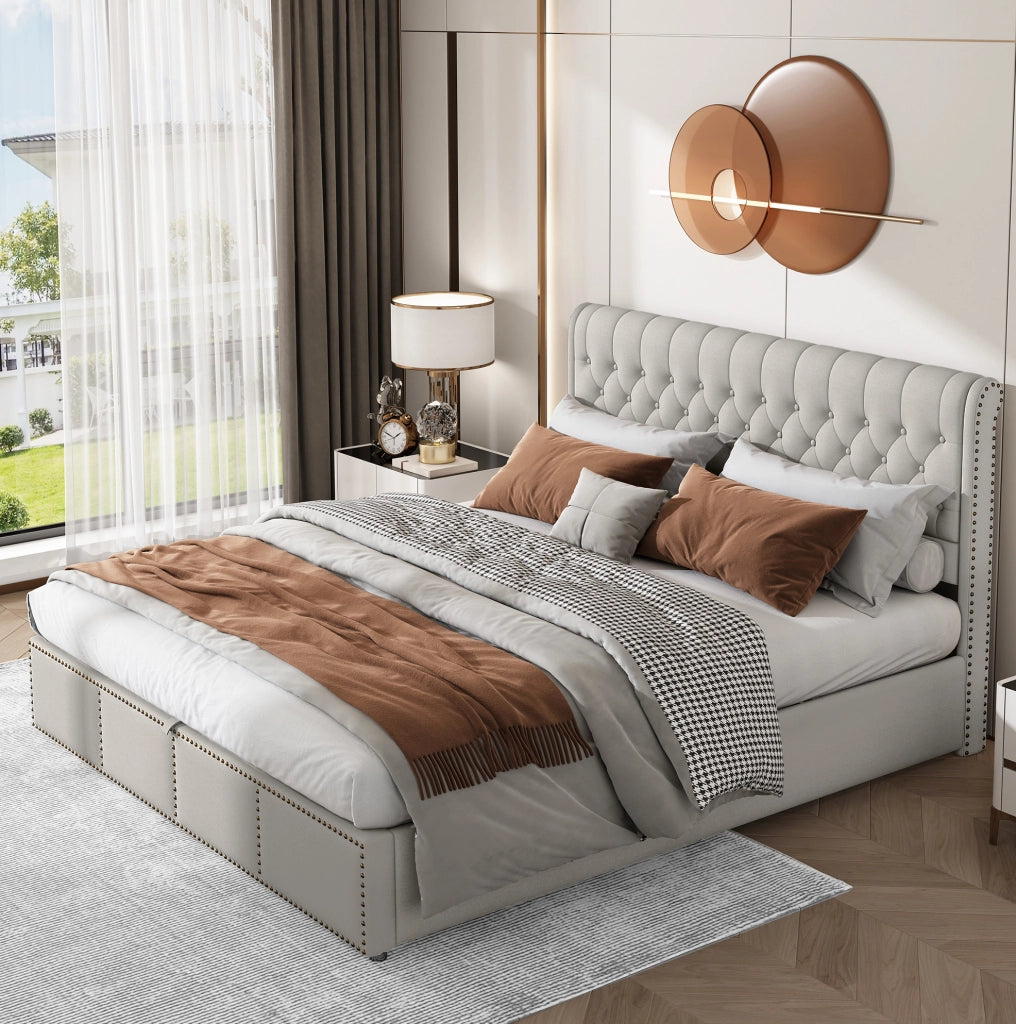 Letto matrimoniale contenitore 180x200 cm grigio