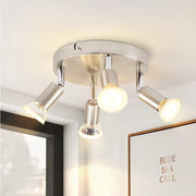 ZMH Faretto da soffitto 4 luci GU10 metallo nichelato regolabili 350° stile moderno max 25W