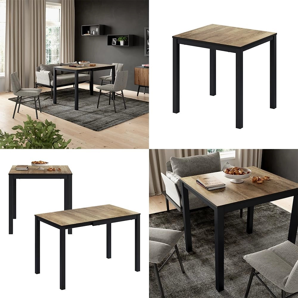 Tavolo da pranzo Granny, Rovere rustico/antracite, 120 x 70 cm Estensibile