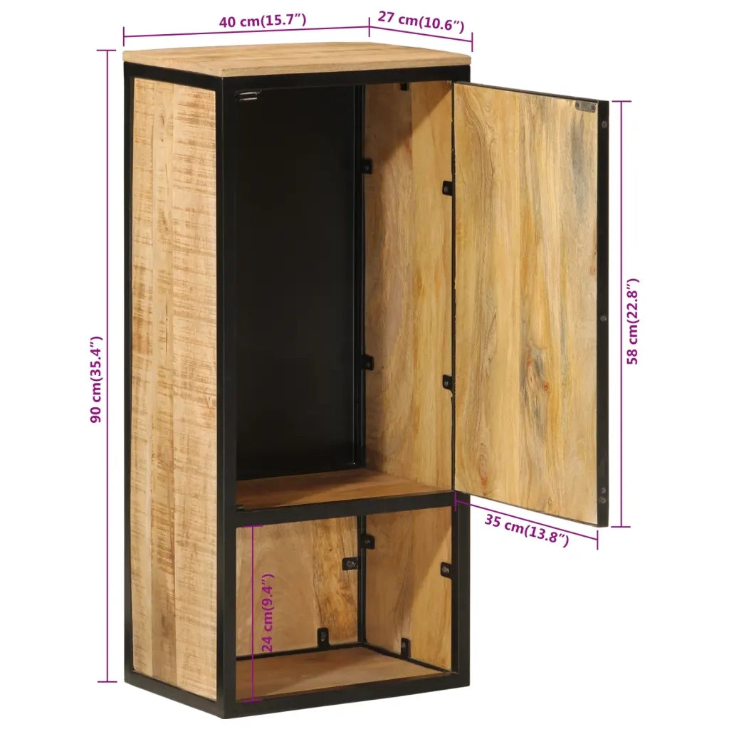Mobile da Bagno 40x27x90 cm in Legno Massello di Mango e Ferro 358570