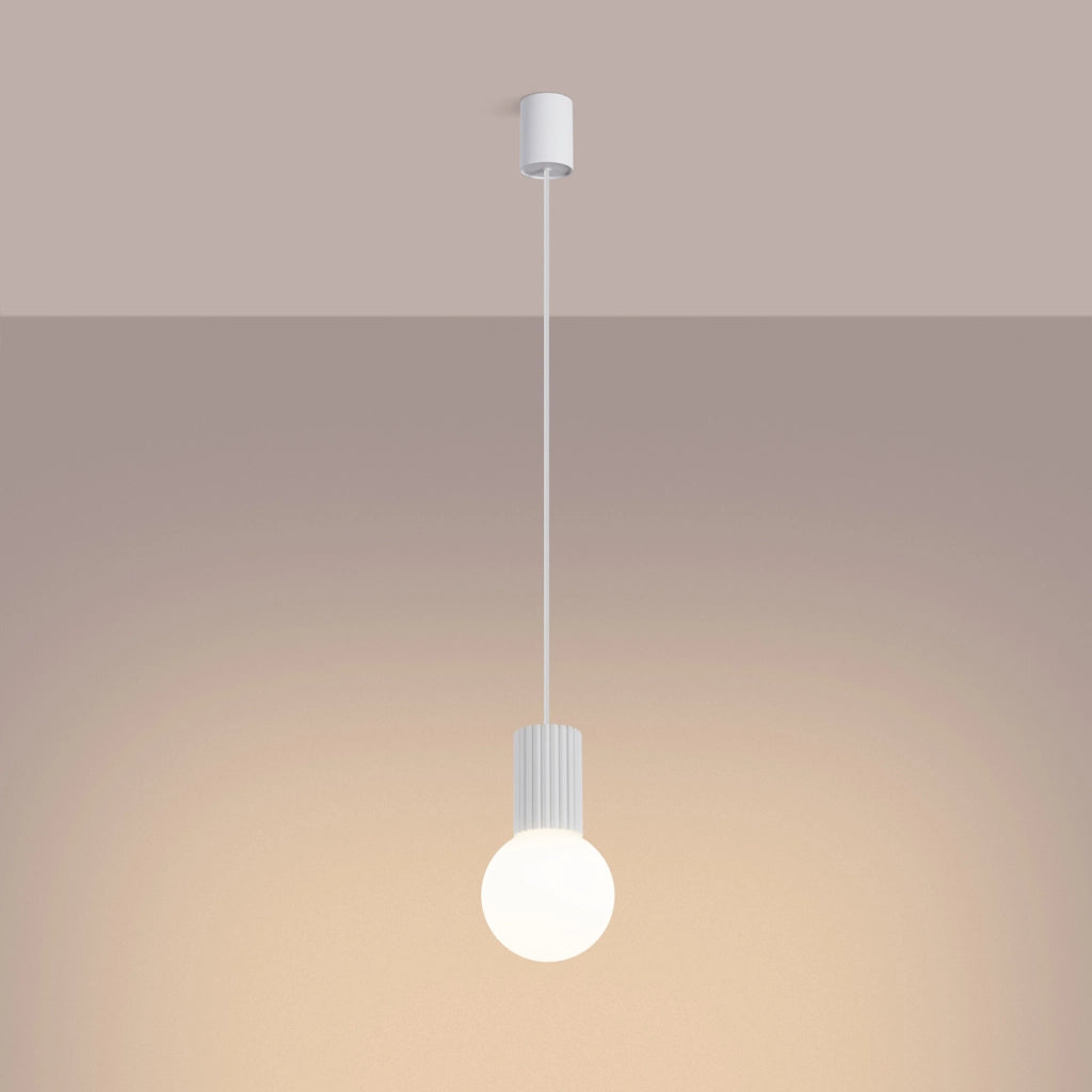 Lampada a sospensione moderna sfera vetro bianco G9 8W