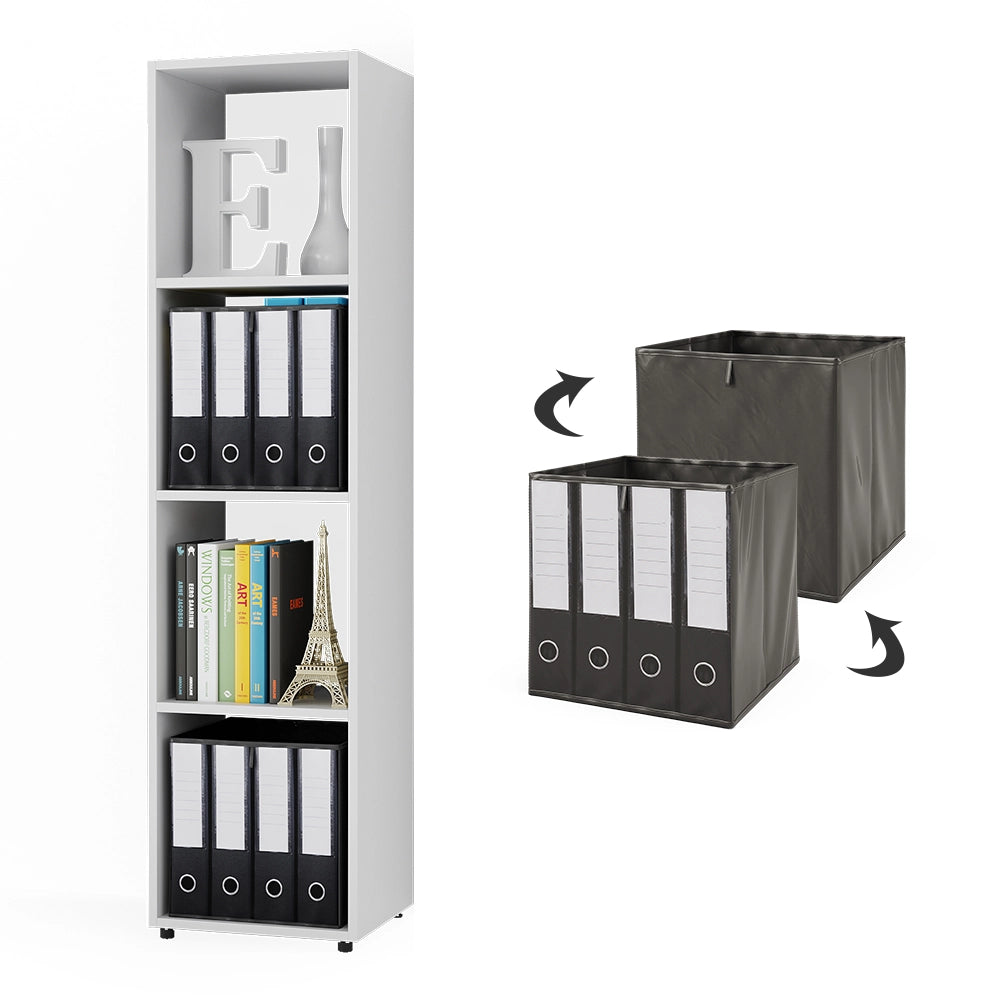 Vicco Scaffale Bianco 142.5 x 36.2 cm con 2 scatole pieghevoli opt.3
