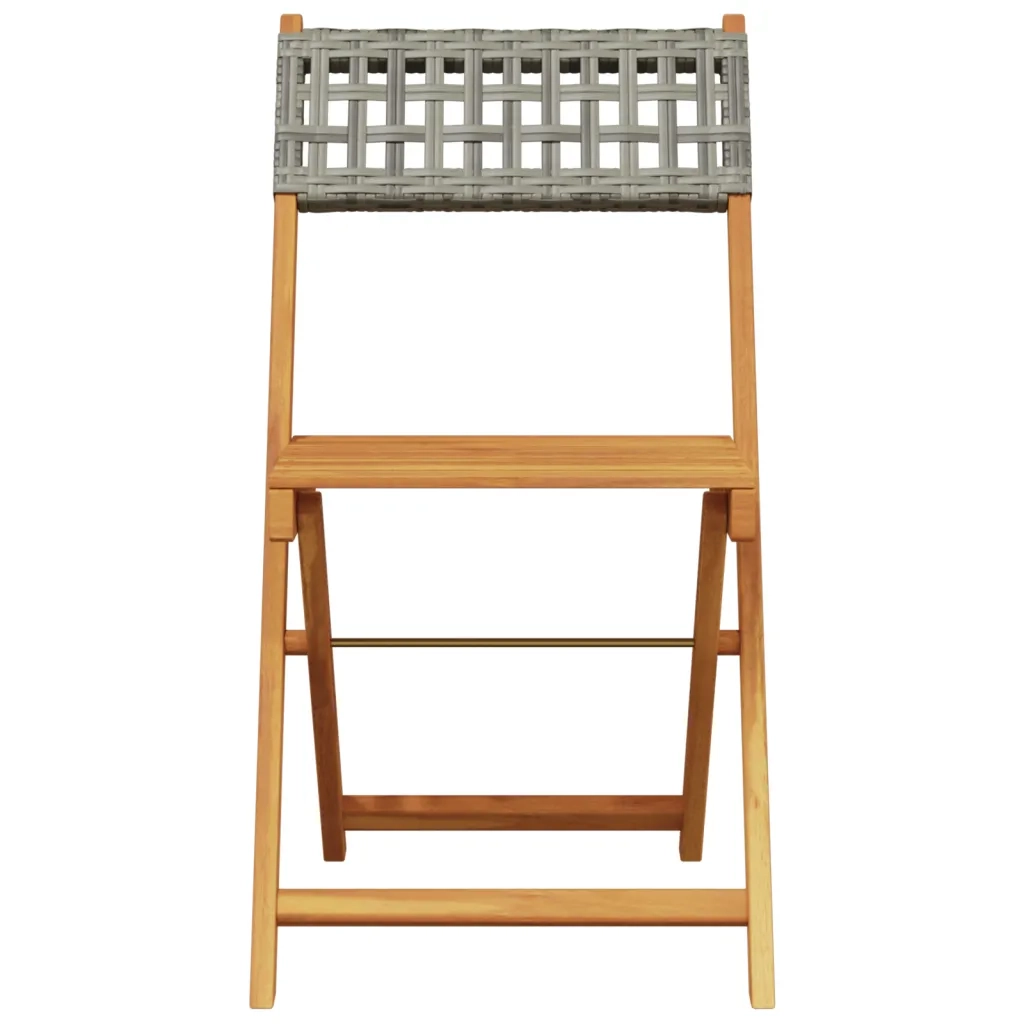 Sedie Giardino Pieghevoli 8pz Grigie Polyrattan Legno Massello 3214597