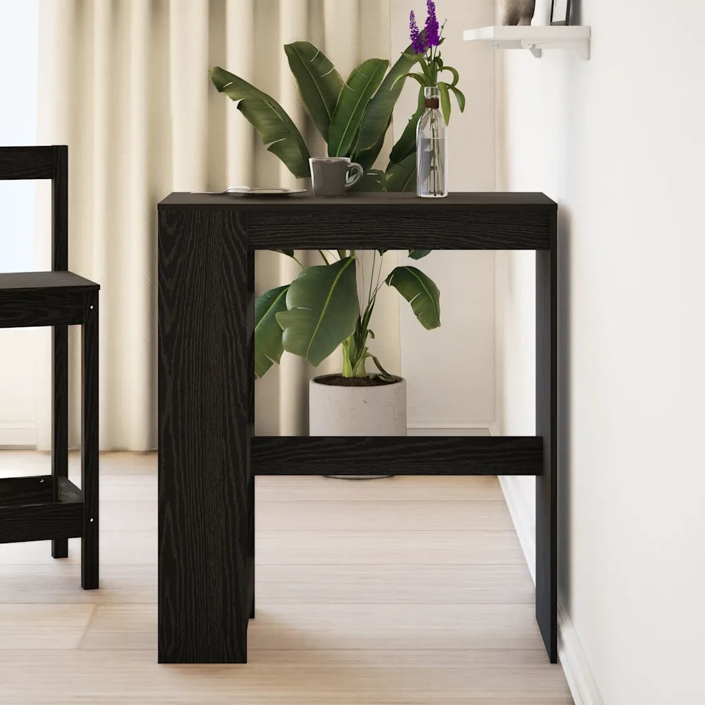 Tavolo Bar con Rastrelliera Rovere Nero 90x40x103,5 cm