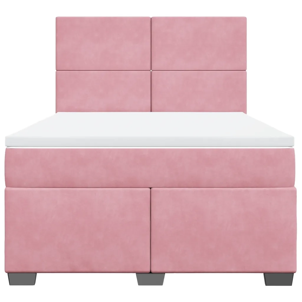 Giroletto a Molle con Materasso Rosa 140x190 cm in Velluto 3293205