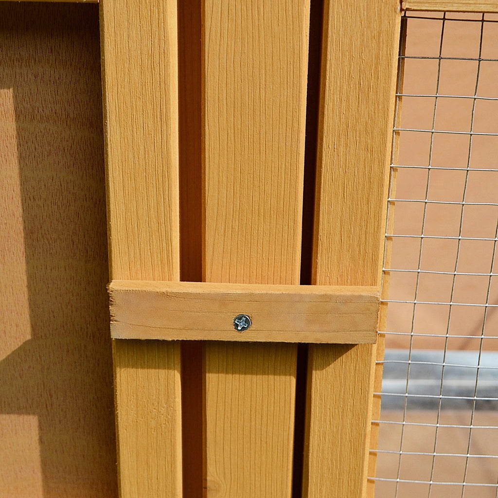 Gabbia per Conigli ¨C Minimal ¨C Legno con Tetto Aprile, 115x44.3x65 cm, Giallo Chiaro
