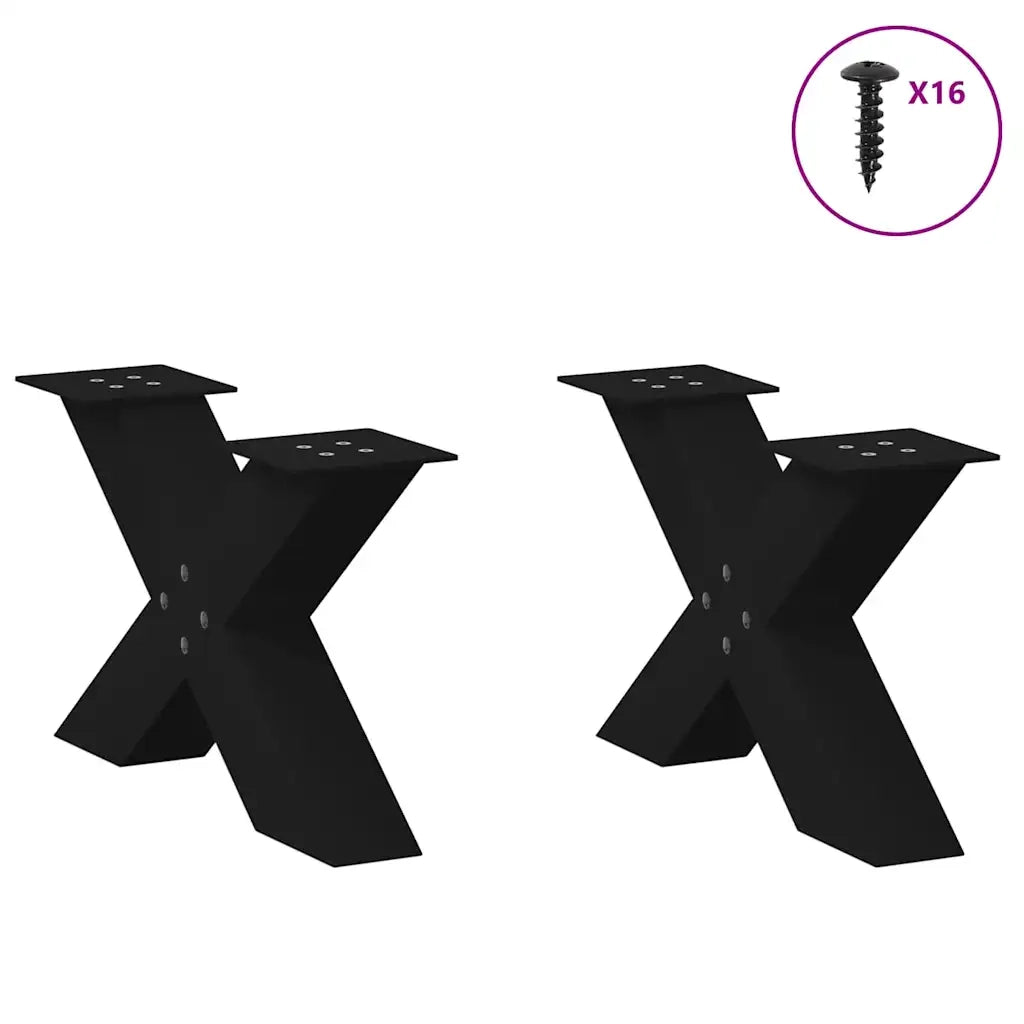 Gambe per Tavolino da Caffè a Forma di X 2 pz Nere 60x(30-31) cm Acciaio 4012940