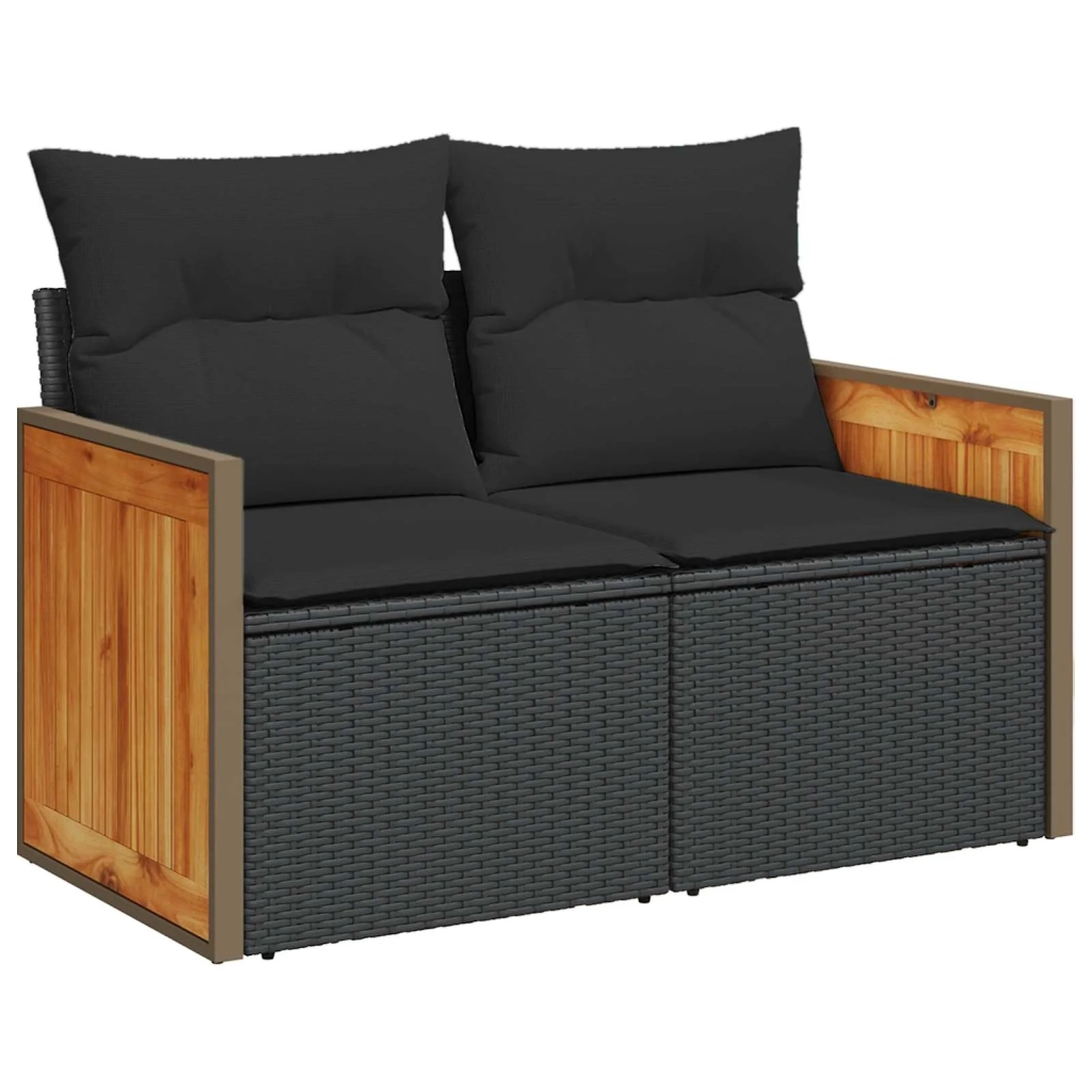 Set Divano da Giardino con cuscino 11 pcs Nero