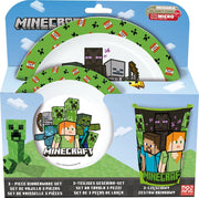 Set regalo 3 pezzi Mojang Minecraft per neonati in plastica alimentare.