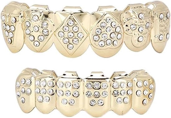 Tandini Smile Temporanei - Tintinnabulazione dei Denti - Sostituzione dei Denti - Set Tintinnabulazione Bling - Decorazione per Festa di Halloween - Pacchetto d'Oro .