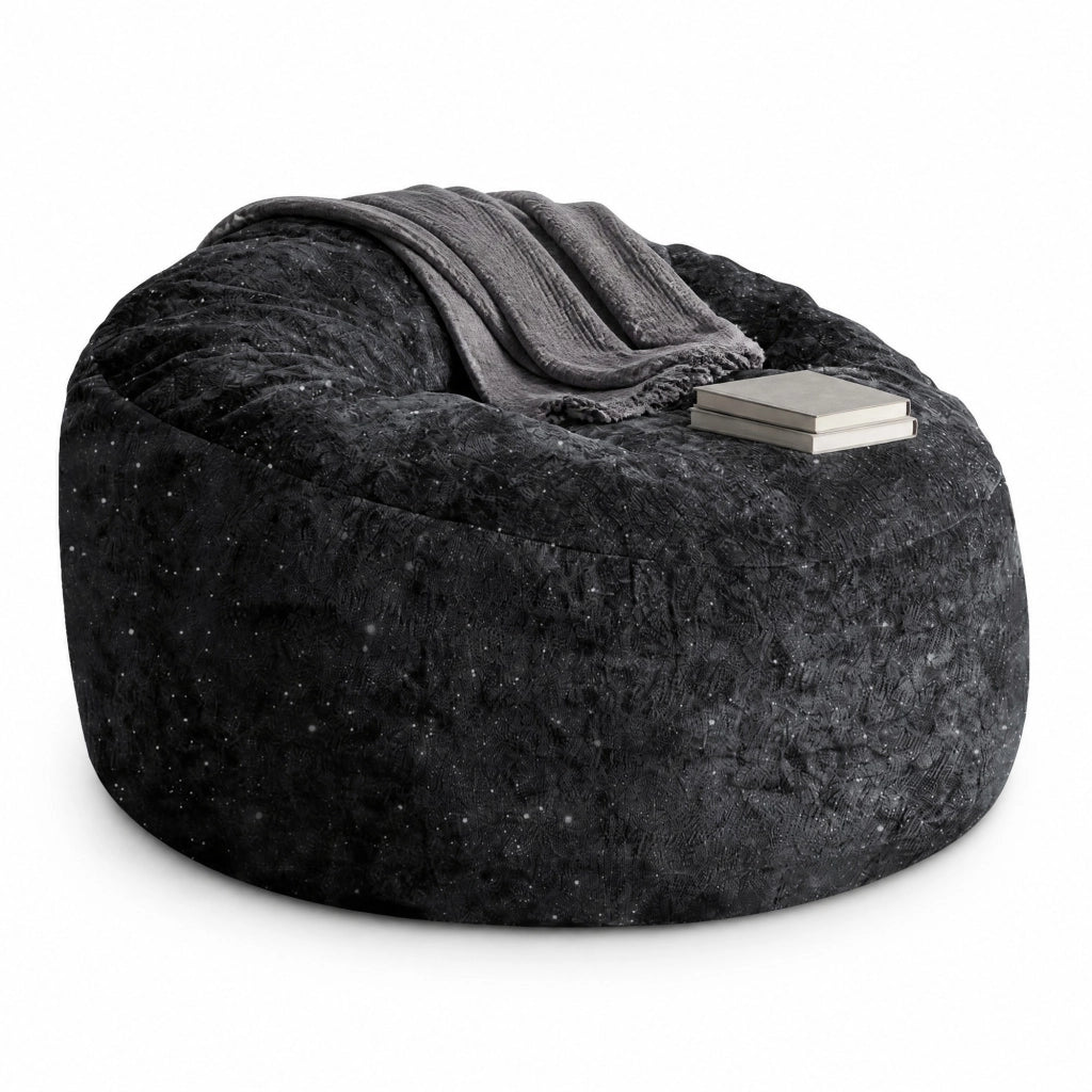 POLTRONA a sacco ergonomica 50 x 41 x 31 cm in flanella nera